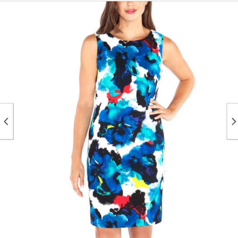 Mario Serrani Blue and Red Floral Midi Dress